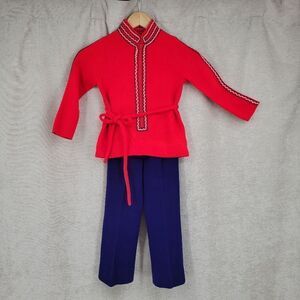 Piccolino Vintage Italian Girls Knit Sweater & Pants Ski Mod Style Matching Set